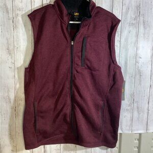 cowgirl argyle boho cozy grandpa dad Lee Fleece Vest In Zinfandel Red Size xl